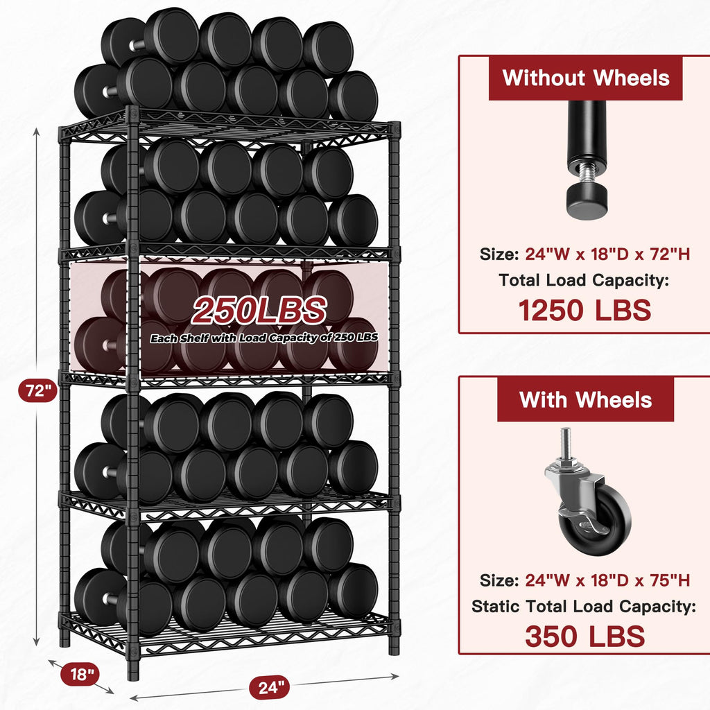 Wire Storage Rack with Wheels Metal Shelving Y905