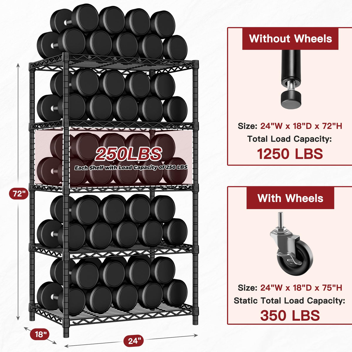 Wire Storage Rack with Wheels Metal Shelving Y905
