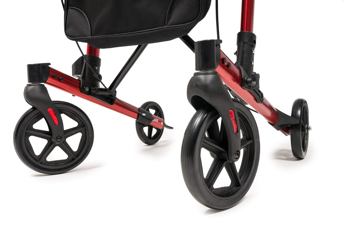 Tall Rollator Walker with Seat 8” Wheels Apple Red N14684
