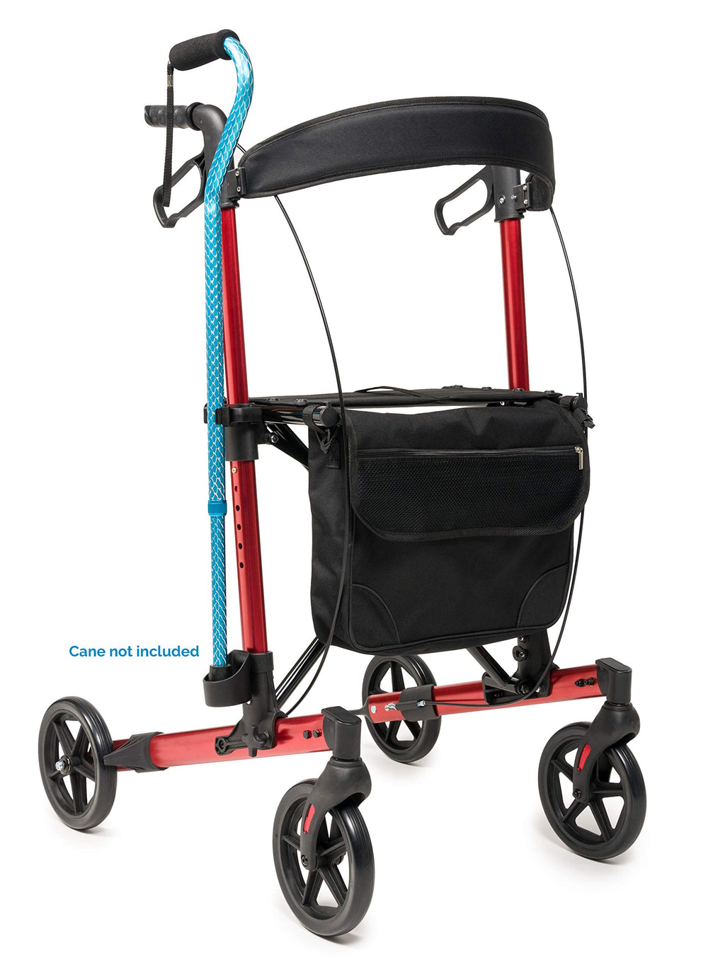 Tall Rollator Walker with Seat 8” Wheels Apple Red N14684
