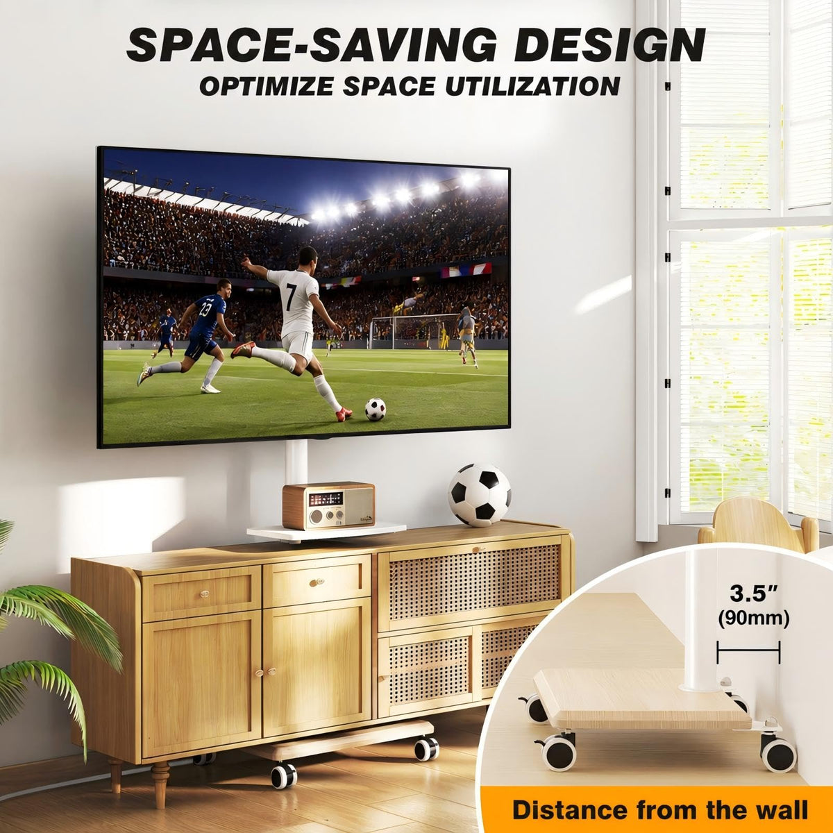 Rolling TV Stand with Power Outlet for 32-60 inch TVs H393