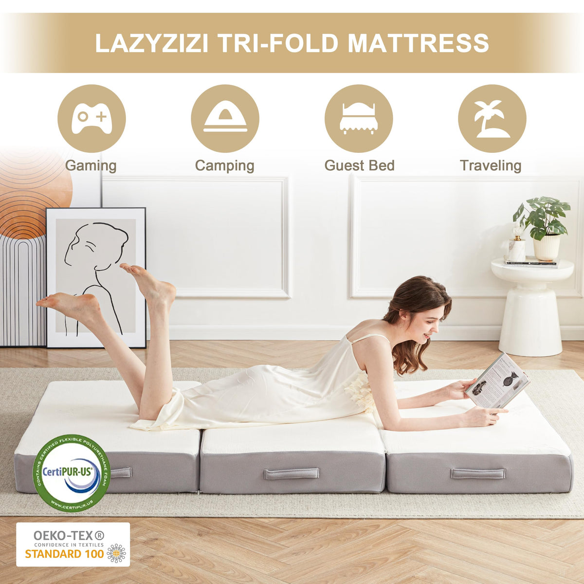 6 Inch Memory Foam Tri-fold Folding Mattress X534