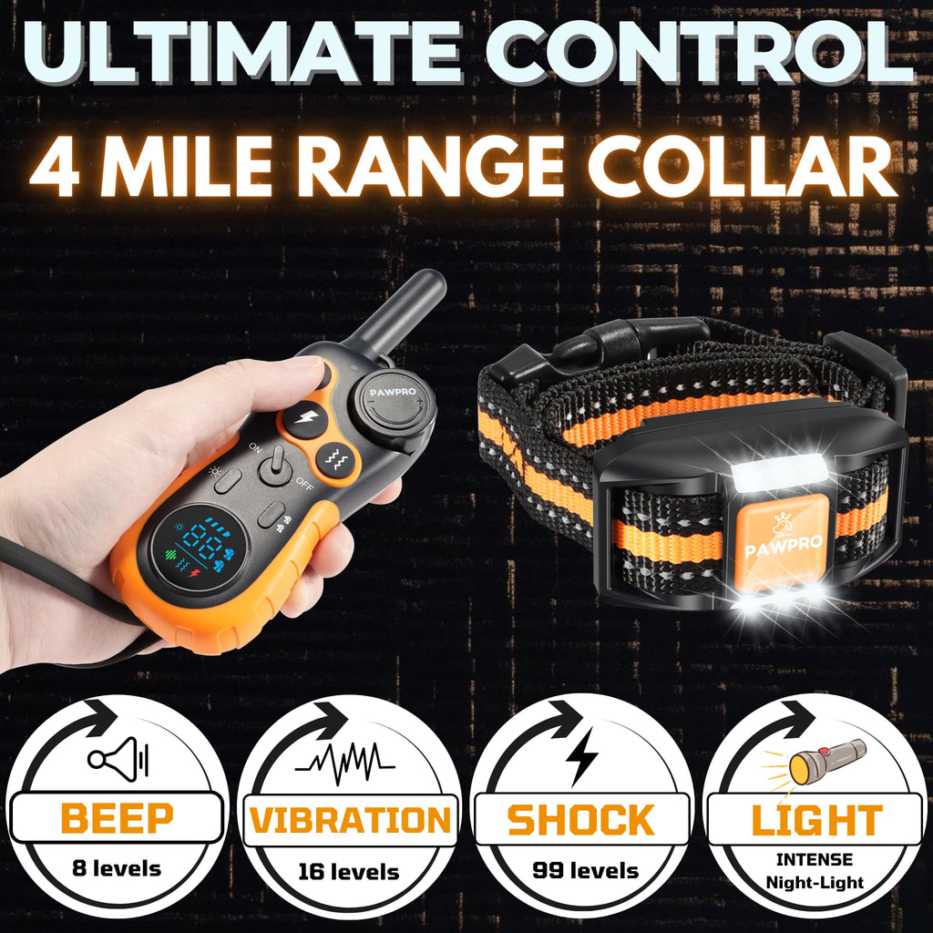 Dog Shock Collar with Remote, 4-Mile Range, Waterproof Rechargeable L280