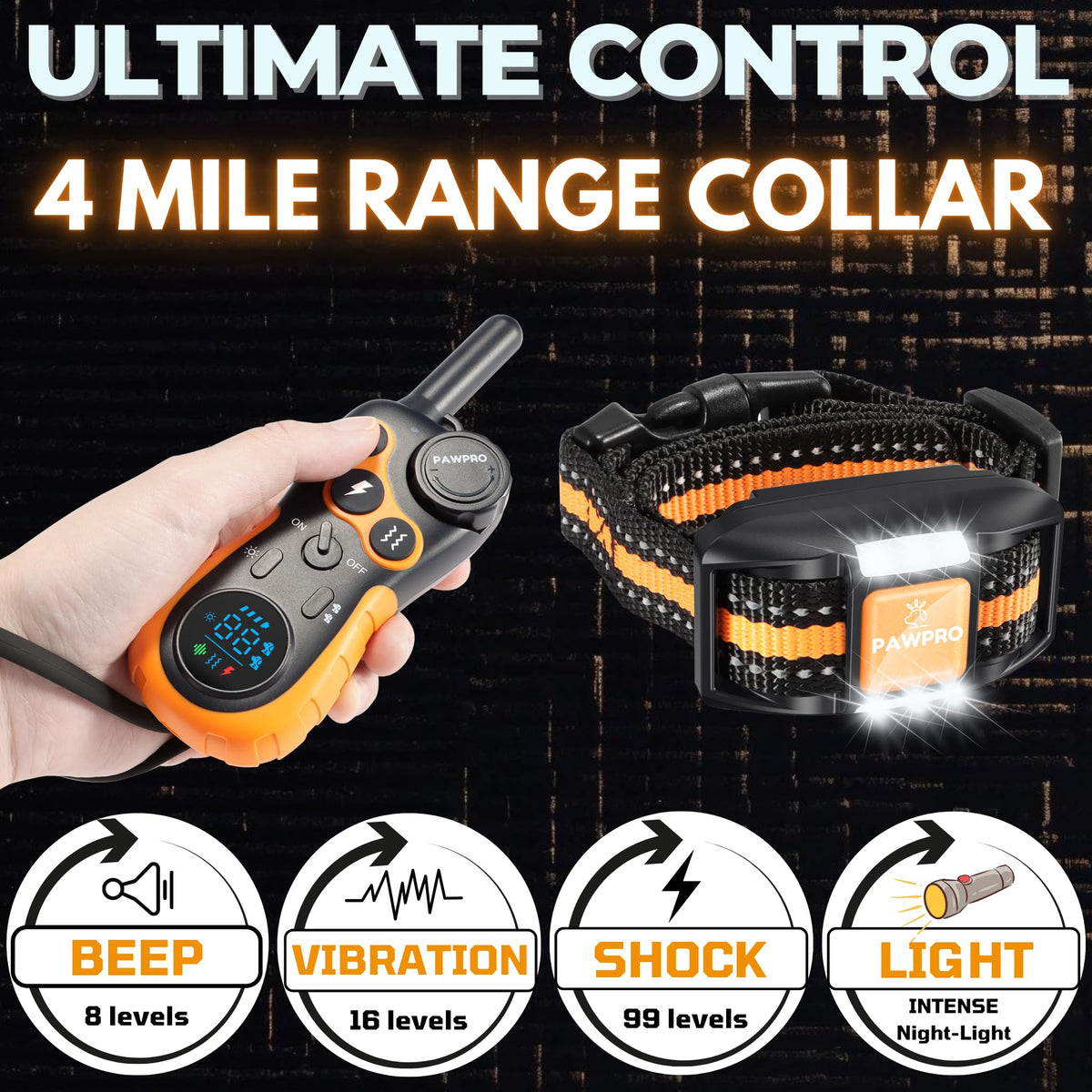 Dog Shock Collar with Remote, 4-Mile Range, Waterproof Rechargeable L280