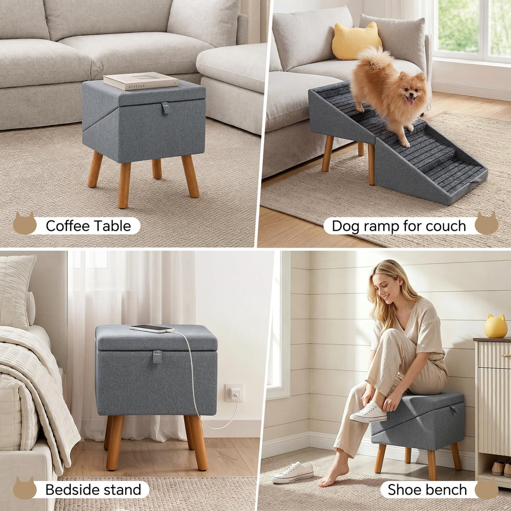 2-in-1 Wooden Pet Stairs & Ottoman C69183