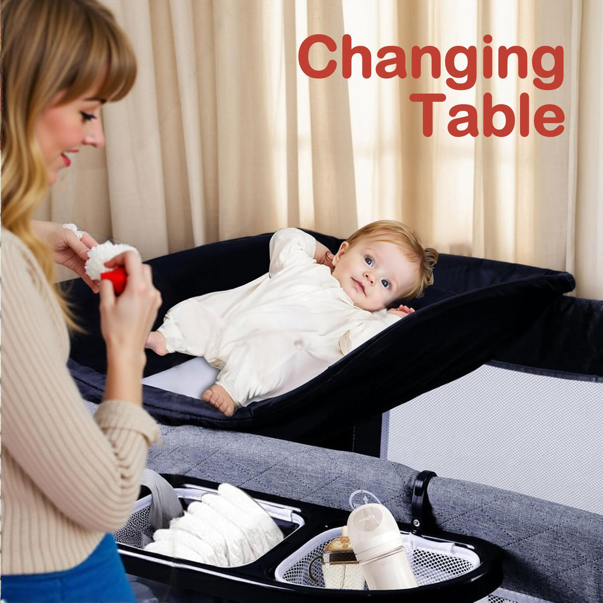 4 in 1 Portable Playard Baby Bassinet L9437