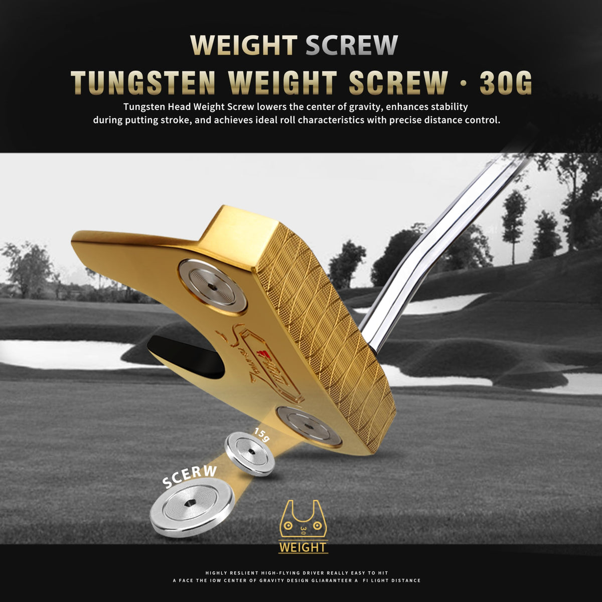 CNC-Milled Low-CG Golf Putter with Alignment Line & Oversized Grip L646497