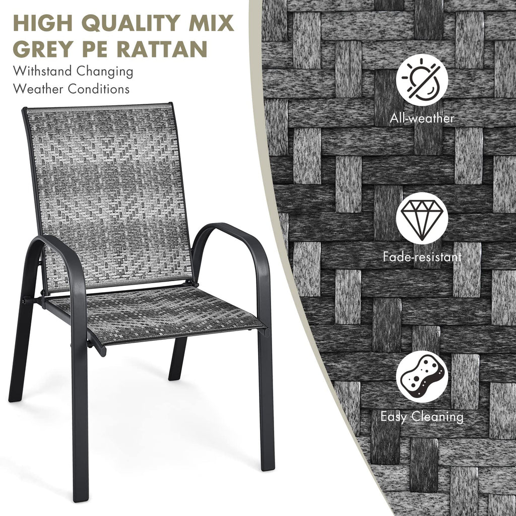 Stackable PE Wicker Patio Arm Chairs Set of 6 U405698