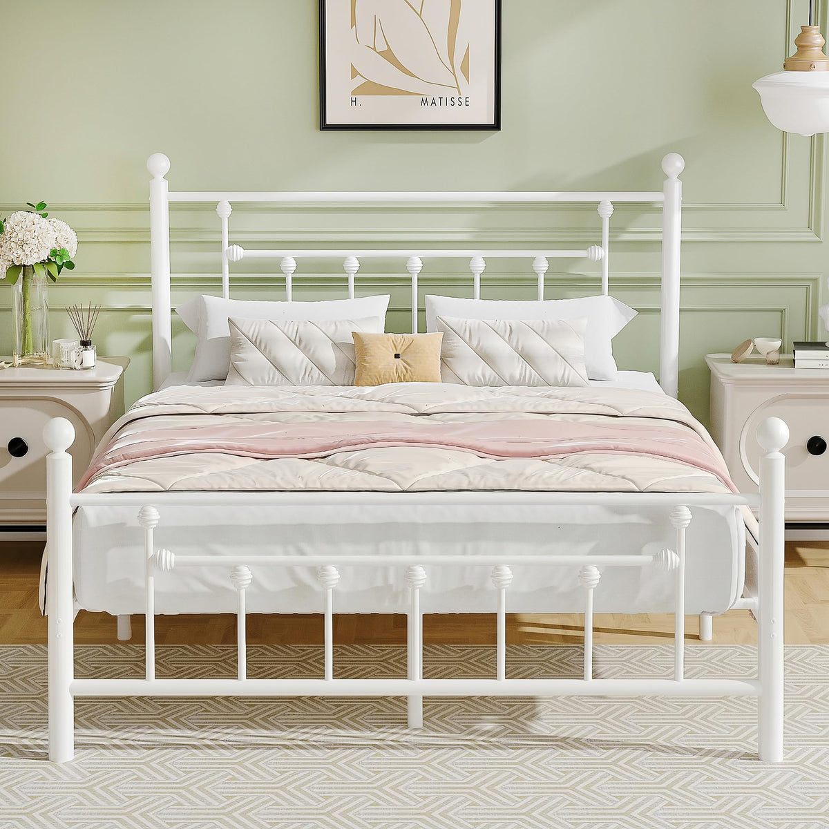 Full Size Metal Platform Bed Frame with Headboard and Footboard S32135