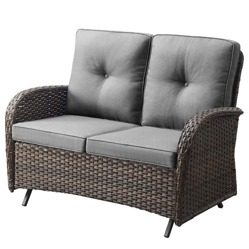 Brown 2 Seater Wicker Outdoor Glider Bench T6868