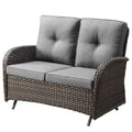 Brown 2 Seater Wicker Outdoor Glider Bench T6868