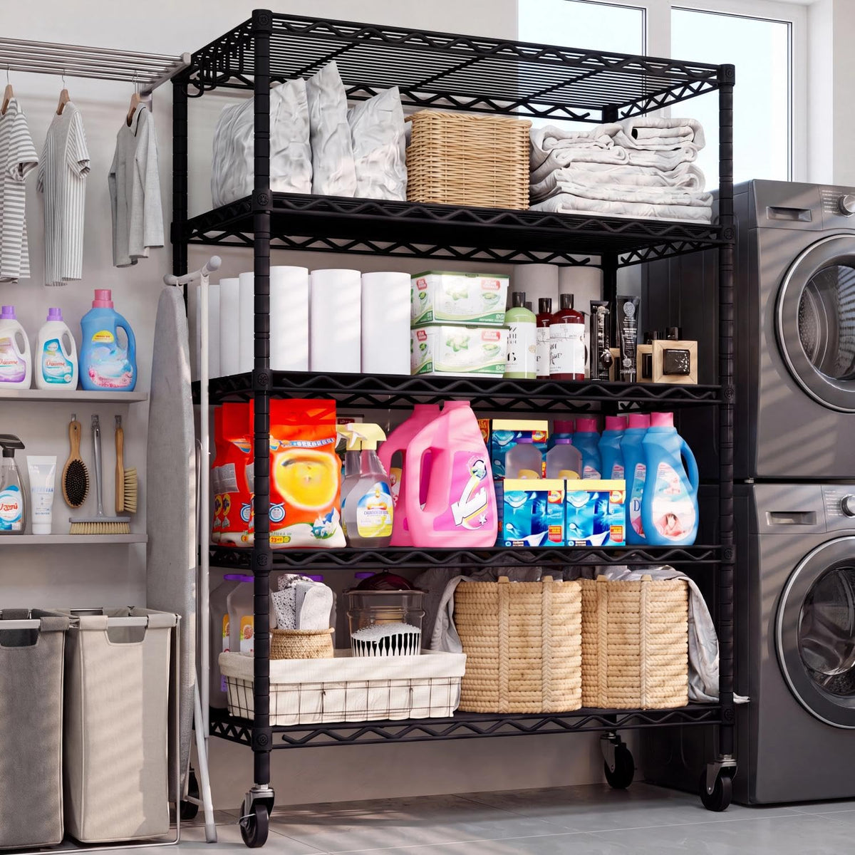 Wire Storage Rack with Wheels Metal Shelving Y905