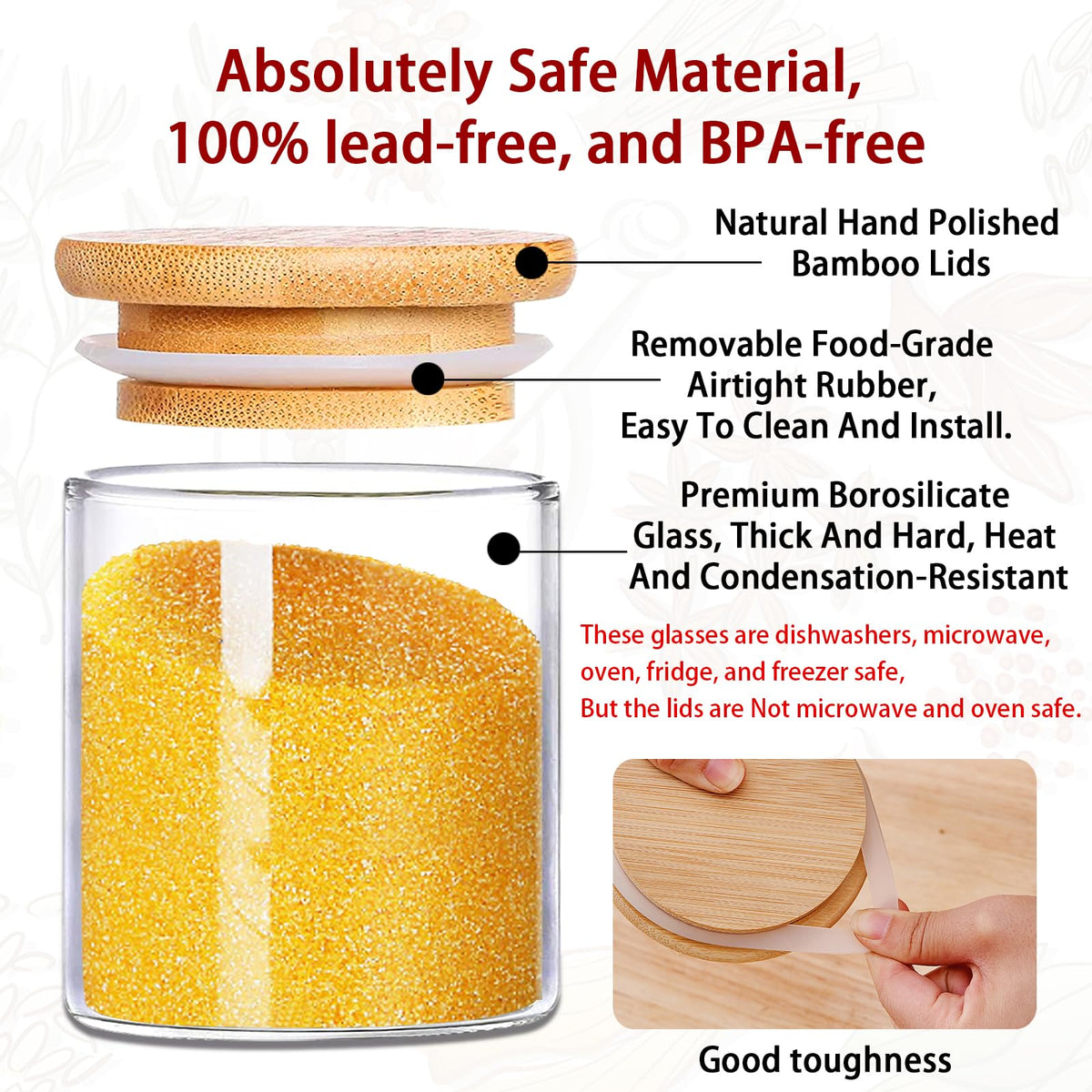 16 oz Glass Food Storage Jars with Bamboo Lids G430321