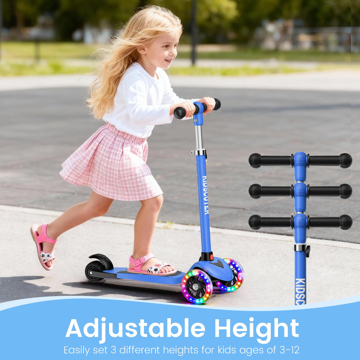 Multicolor 3 Wheel Kids Scooter with LED Light-Up Wheels Q764