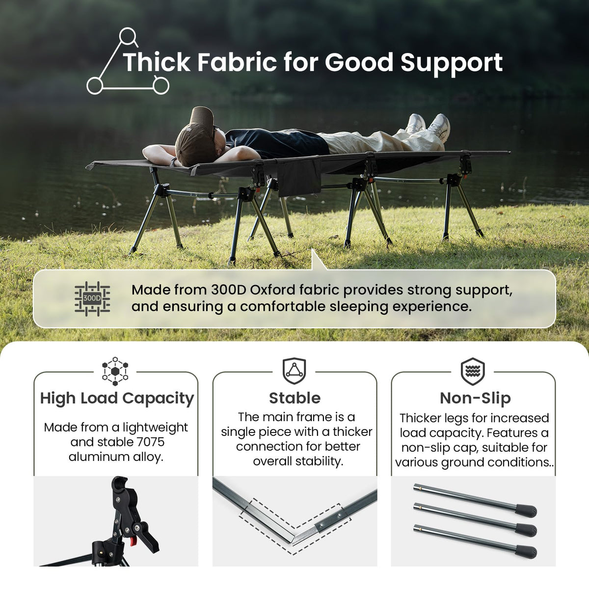 Height Adjustable Folding Camping Cot O518394