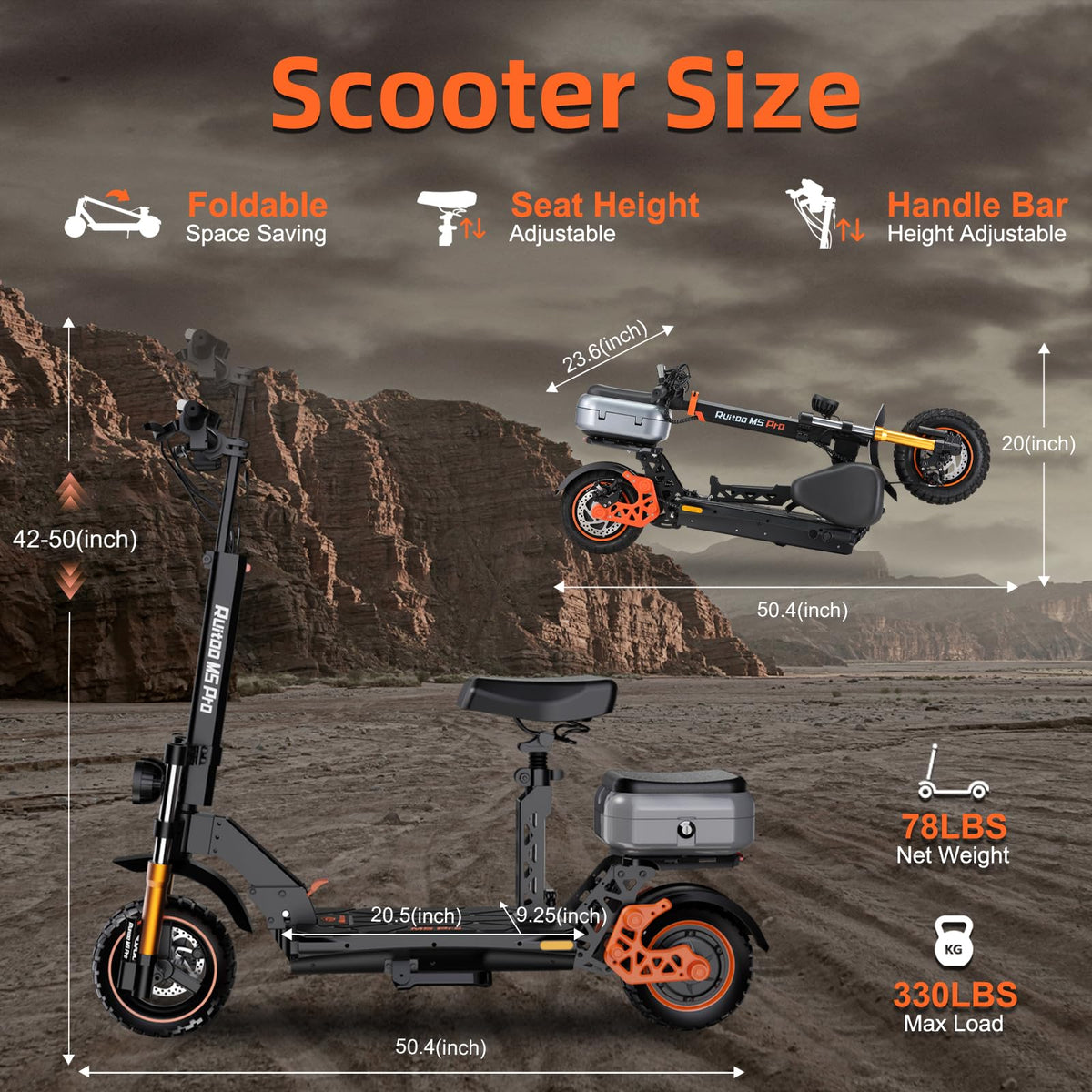 1200W Off Road Electric Scooter with Dual Suspension S755781