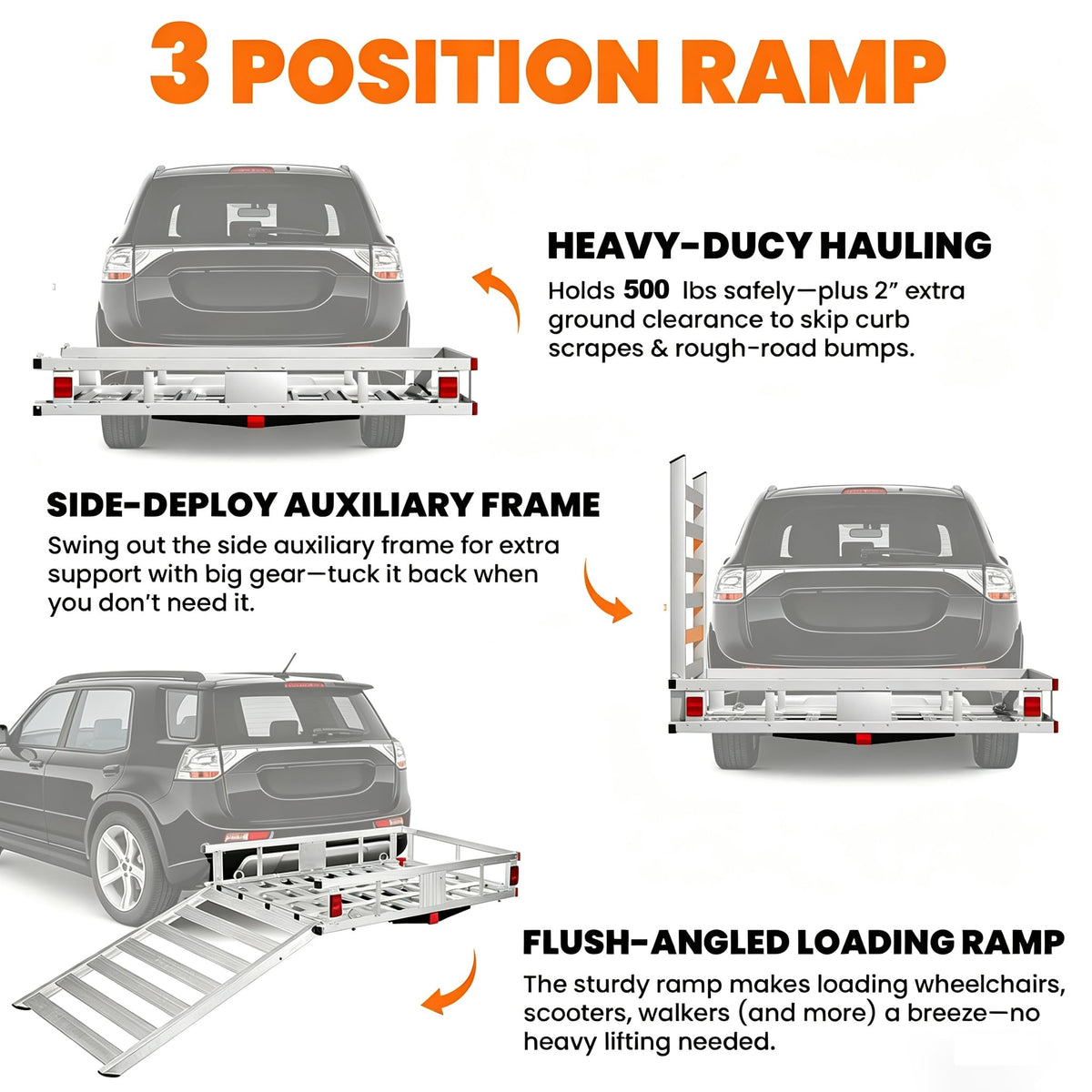 Aluminum Hitch Cargo Carrier with Ramp G76568