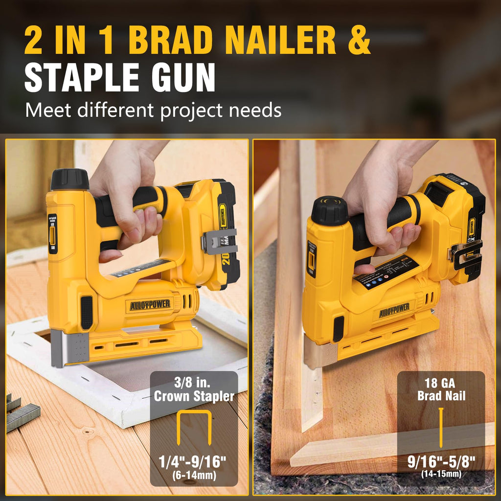 3/8'' Crown 18 Gauge 2 in 1 Cordless Brad Nailer/Electric Stapler with Battery & Charger B659119