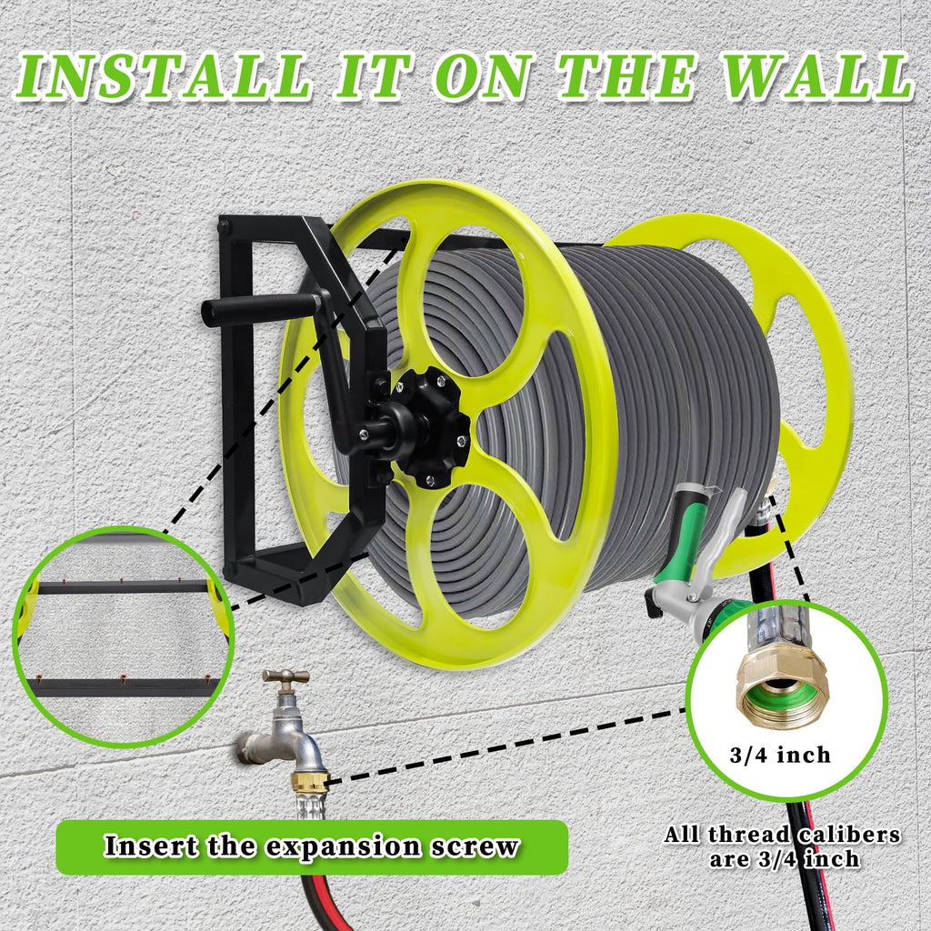 400FT Wall/Floor Mount Garden Hose Reel with Crank P34343