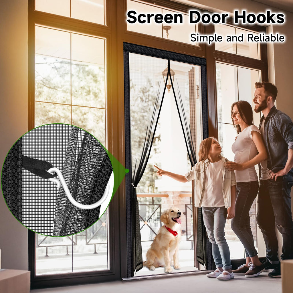 Magnetic Screen Door Fiberglass Mesh 32 x 80 Inch Black X98737