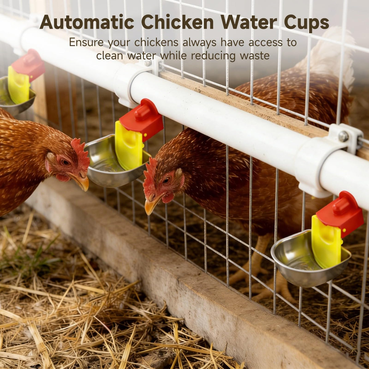 12 Pcs Stainless Self-Filling Chicken Water Cups N493811