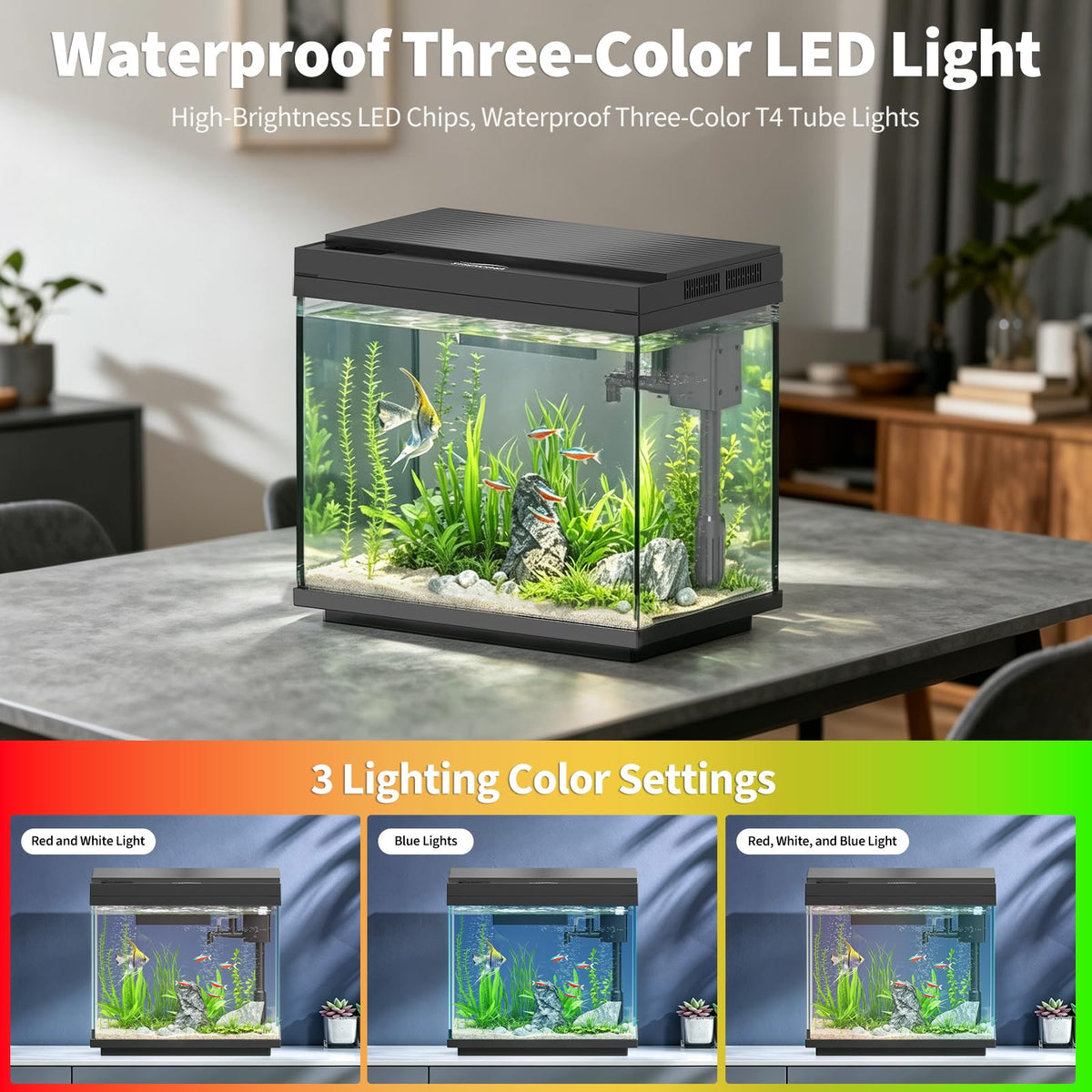3 Gal Glass Fish Tank Kit with Filter & Light L63419