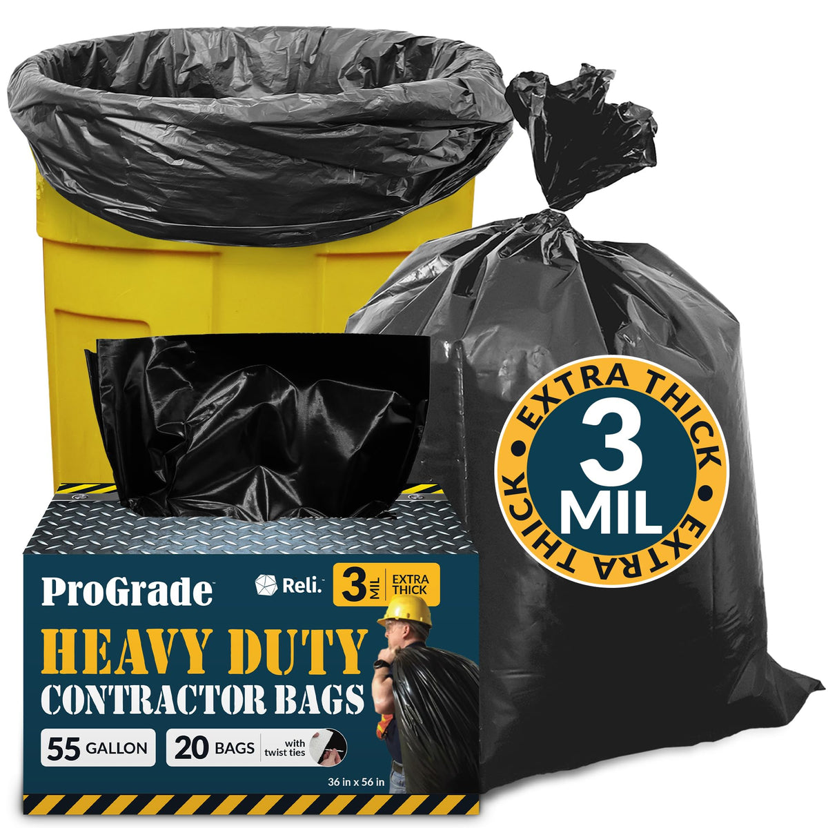 55 Gallon Heavy Duty Trash Bags A6629