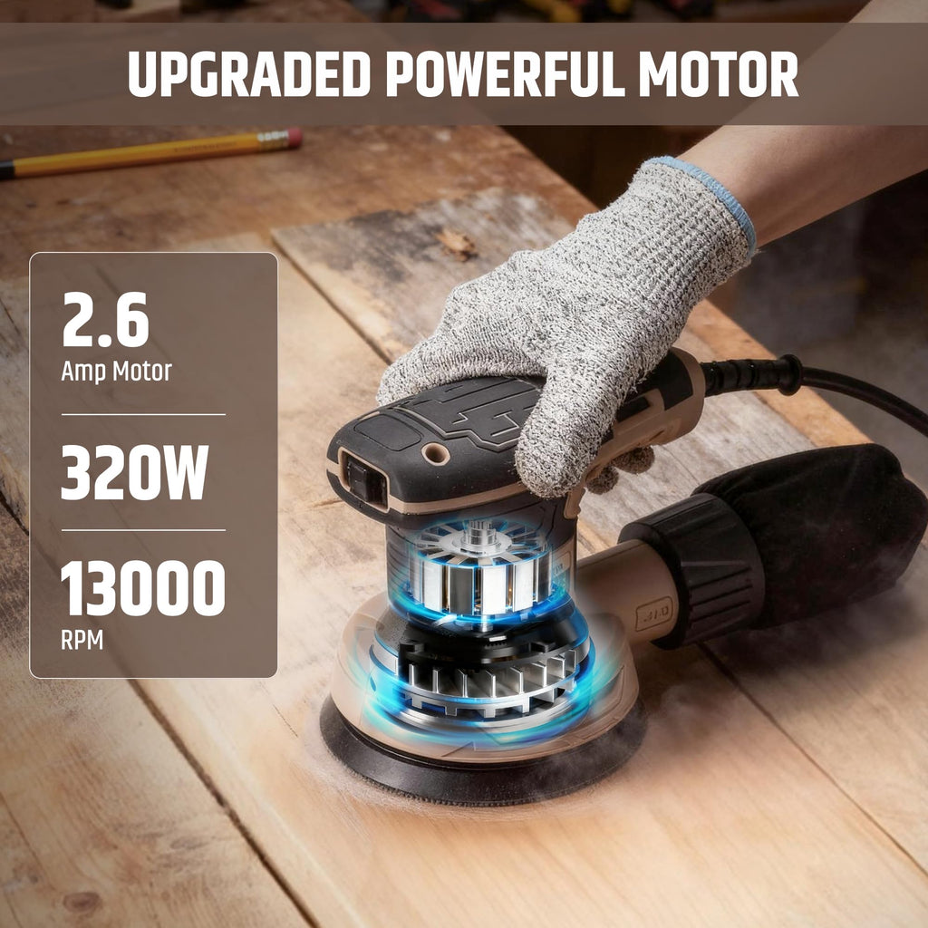 5-Inch Variable Speed Random Orbital Sander with Dust Bag H36868