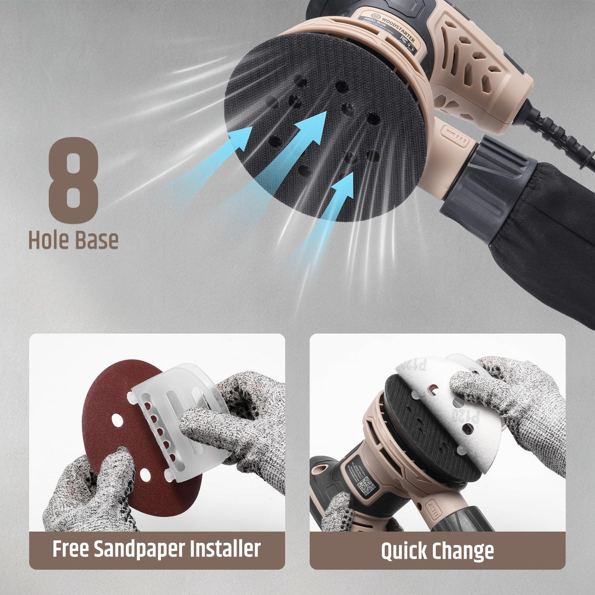 5-Inch Variable Speed Random Orbital Sander with Dust Bag H36868