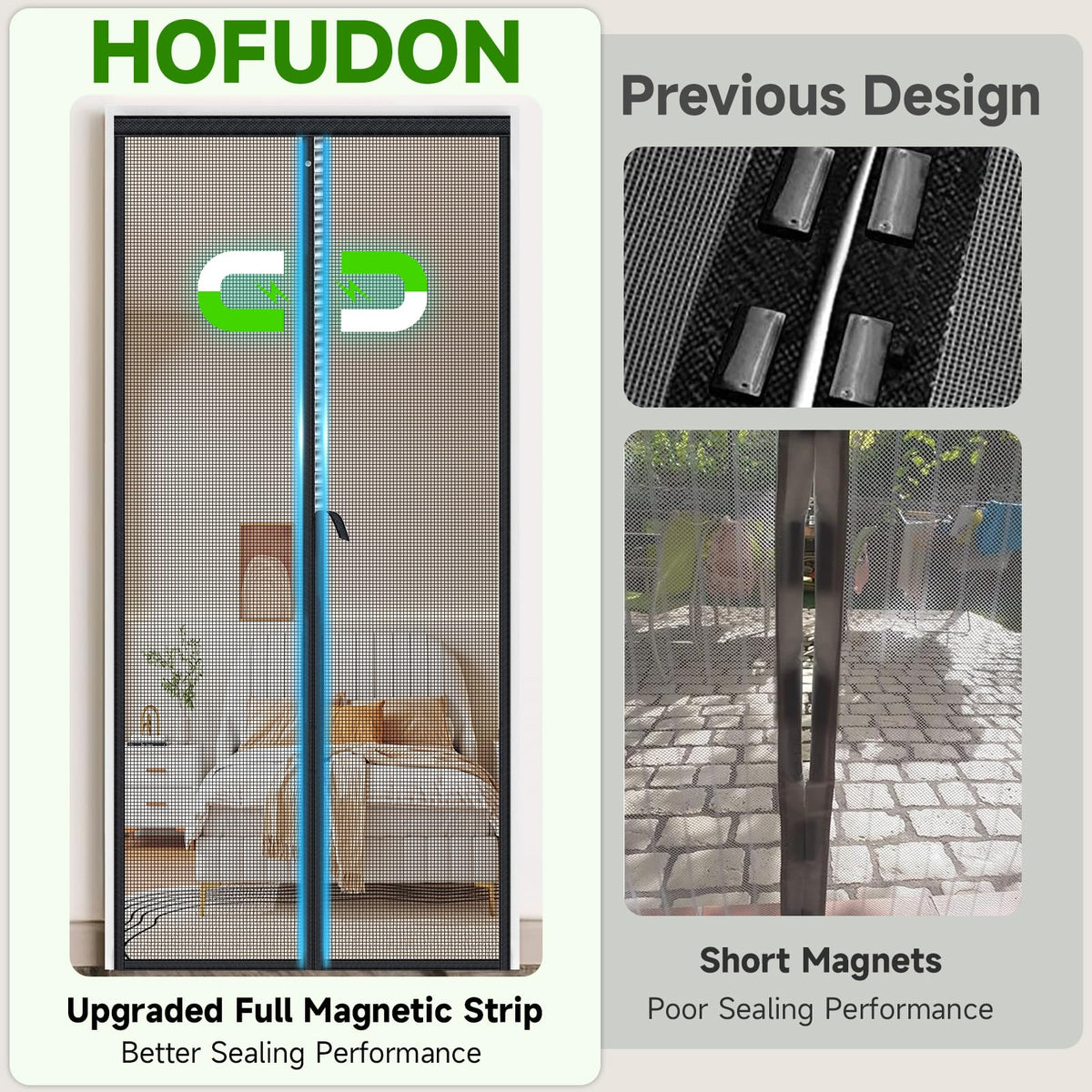Magnetic Screen Door Fiberglass Mesh 32 x 80 Inch Black X98737