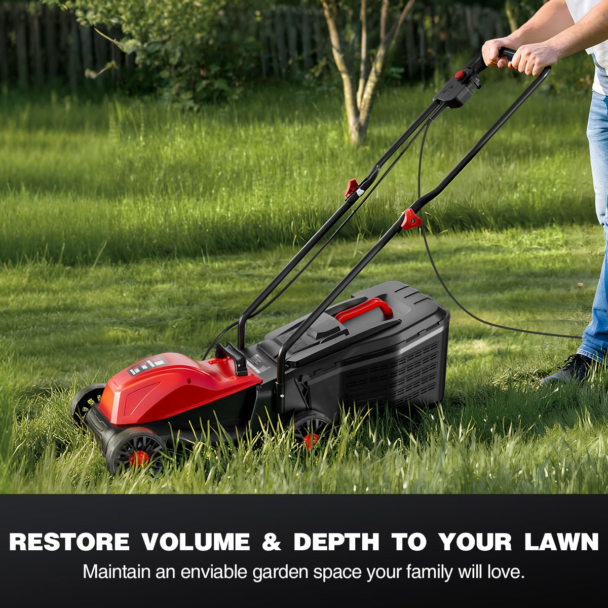 14" Corded Electric Lawn Mower with 3-Position Height Adjustment A34020