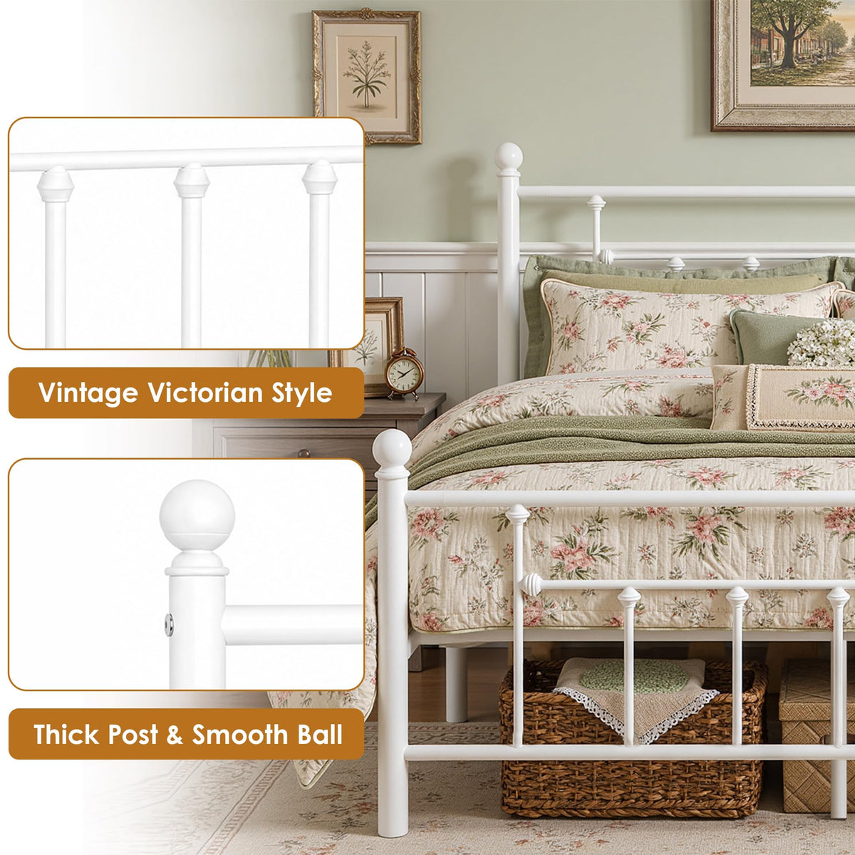 Full Size Metal Platform Bed Frame with Headboard and Footboard S32135