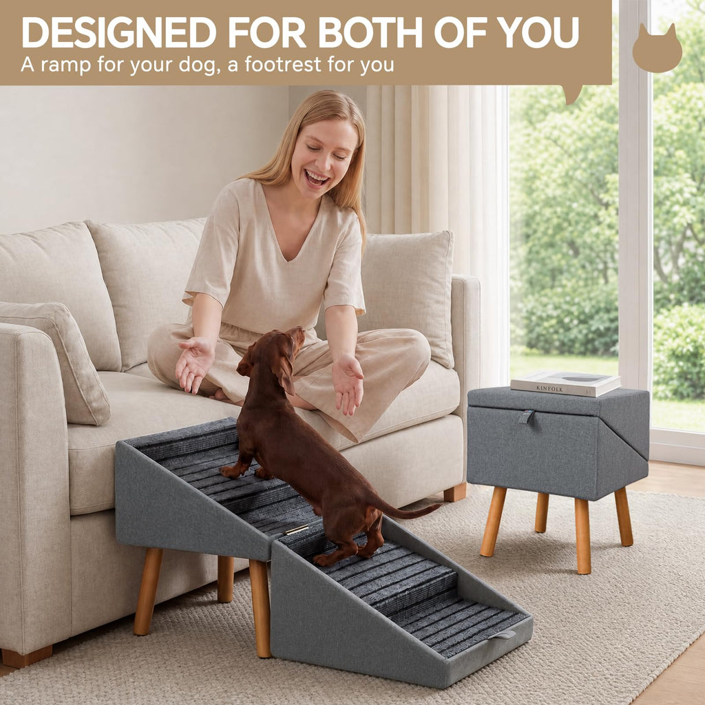 2-in-1 Wooden Pet Stairs & Ottoman C69183