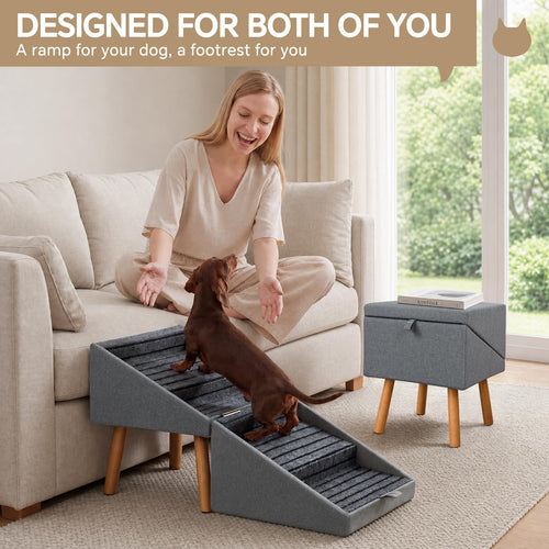2-in-1 Wooden Pet Stairs & Ottoman C69183