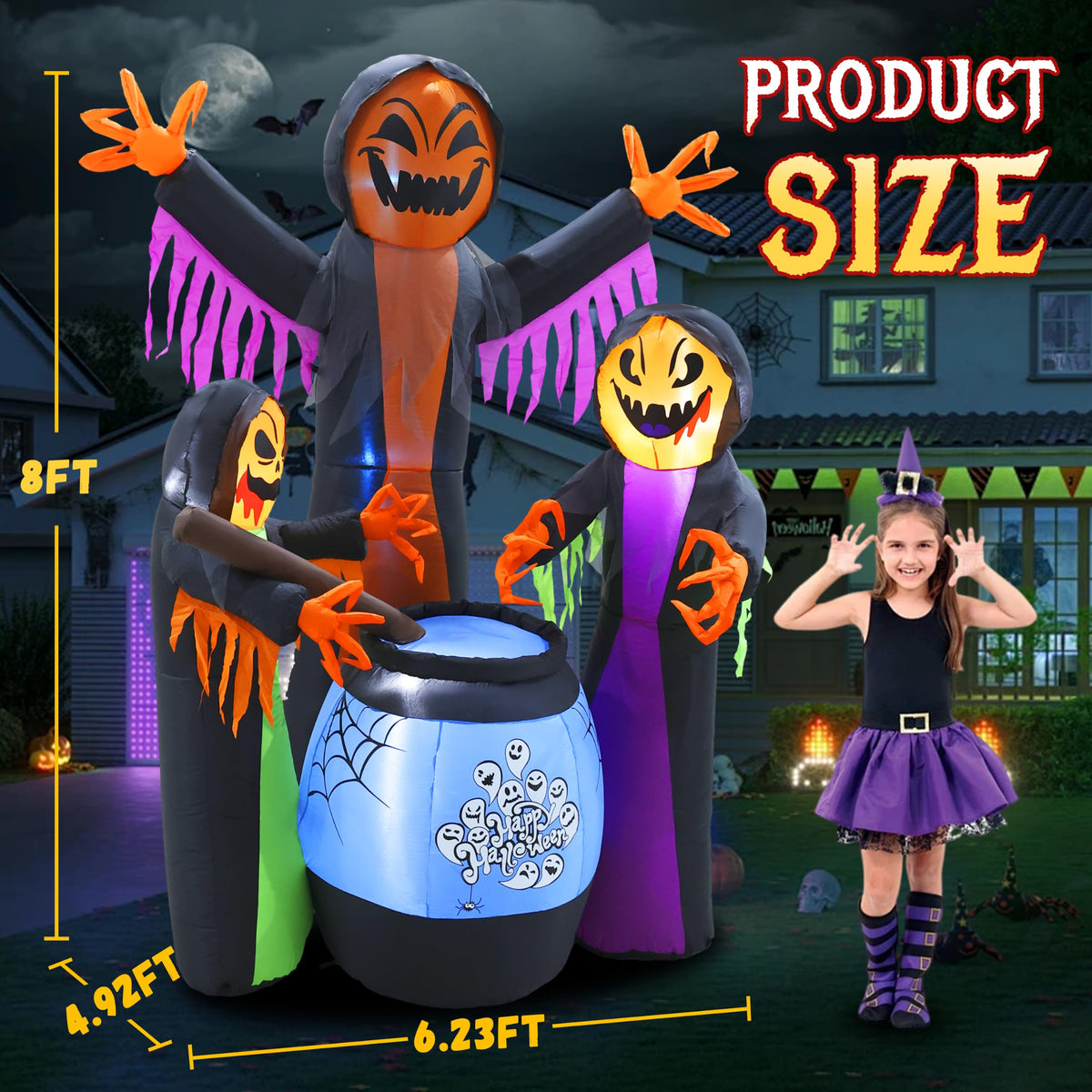 8FT Halloween Inflatable with Light Yard Decor P8396