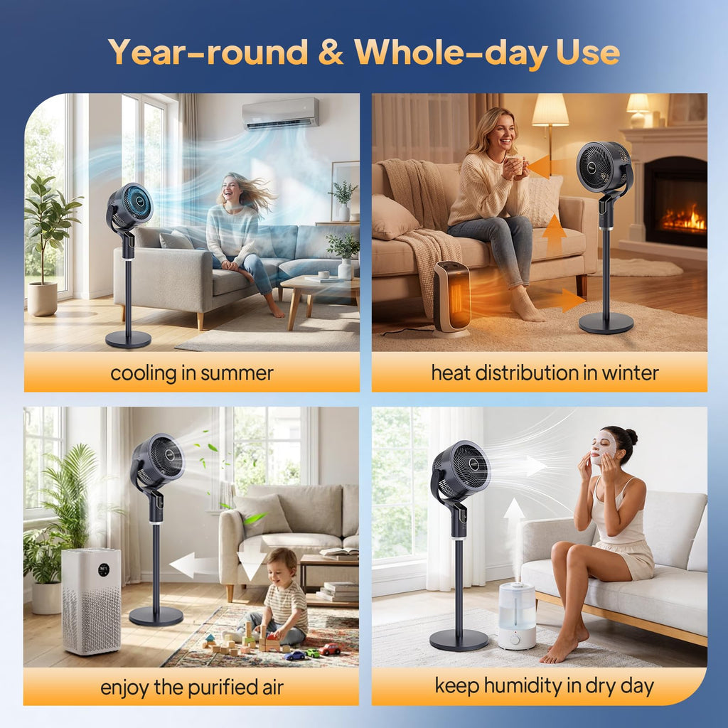 3-in-1 Pedestal Tabletop Fan with Remote Grey 2-Pack W28219