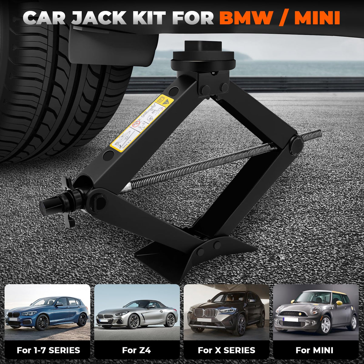 3-Ton Scissor Jack Kit with Rubber Jack Pads M2395
