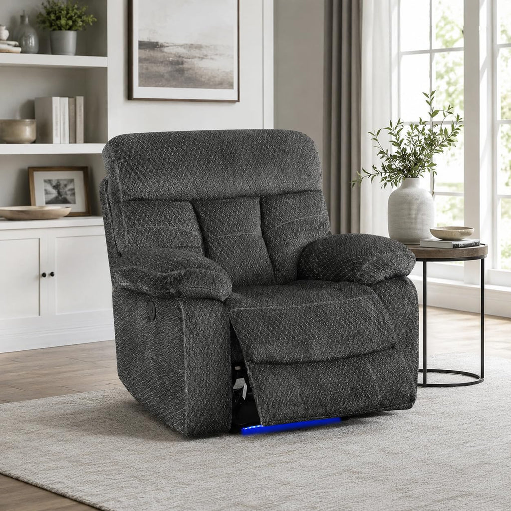 Gray Wool 3 Piece Power Reclining Sofa Set with USB Ports and LED Lights V472200