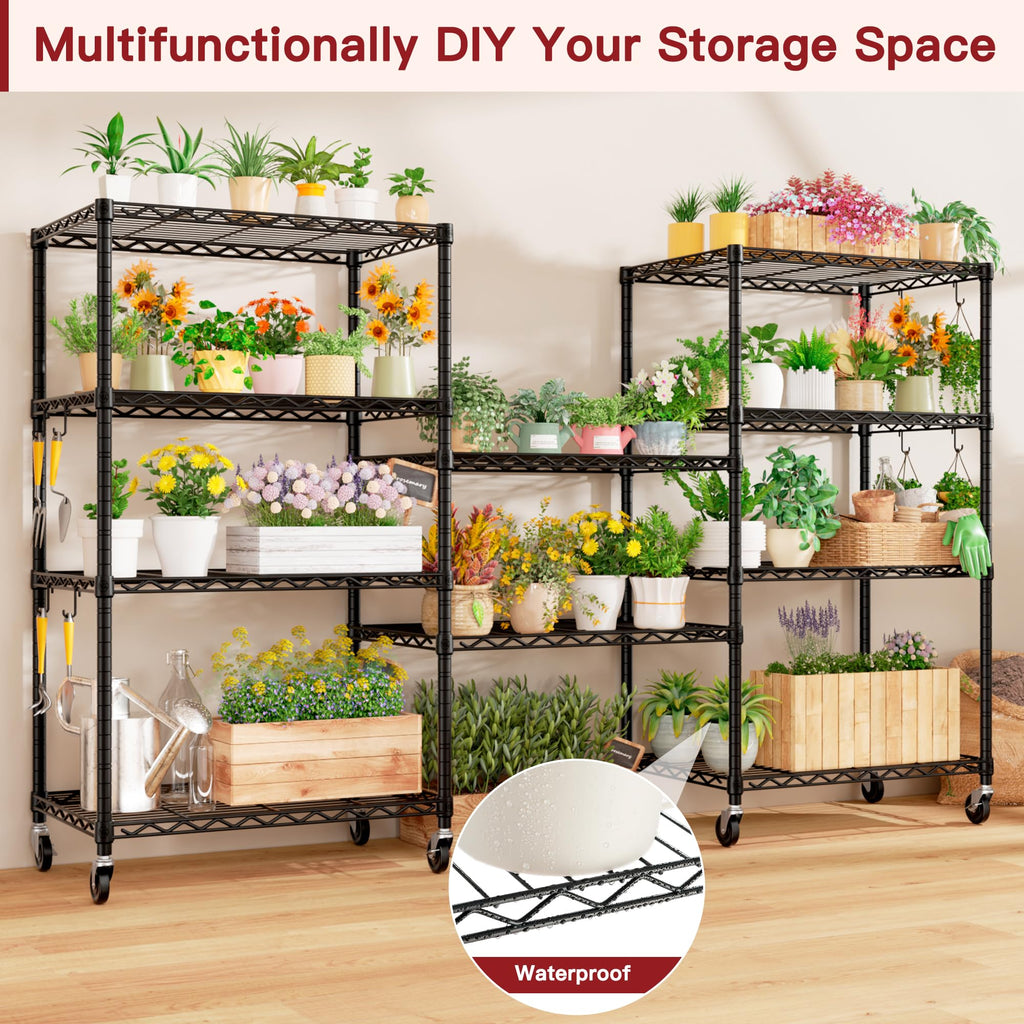 Wire Storage Rack with Wheels Metal Shelving Y905
