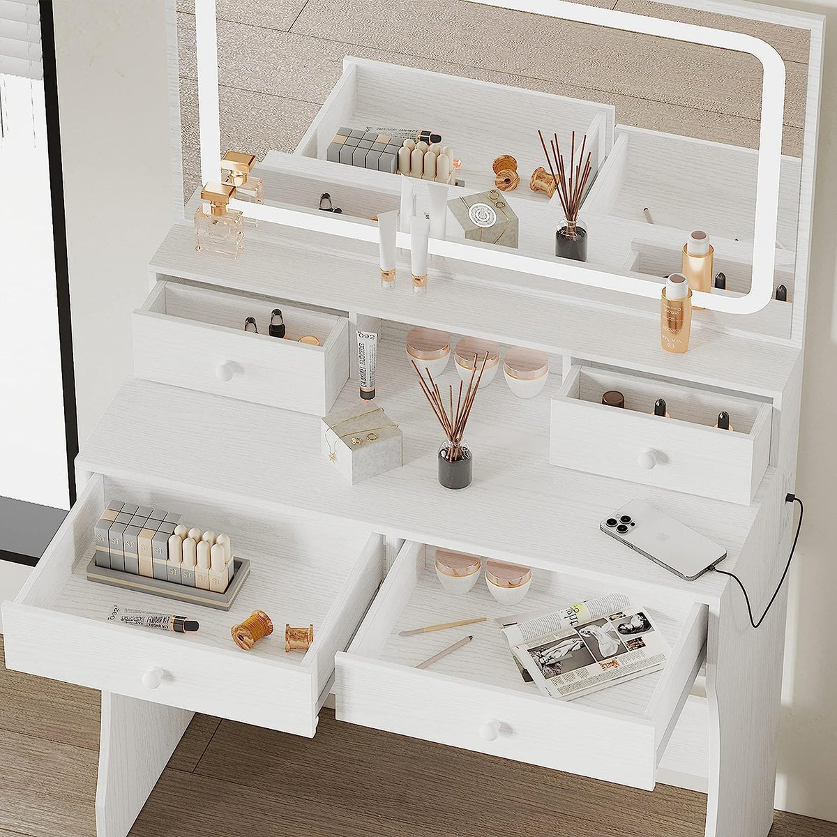 Vanity Desk with Charging Station R640561