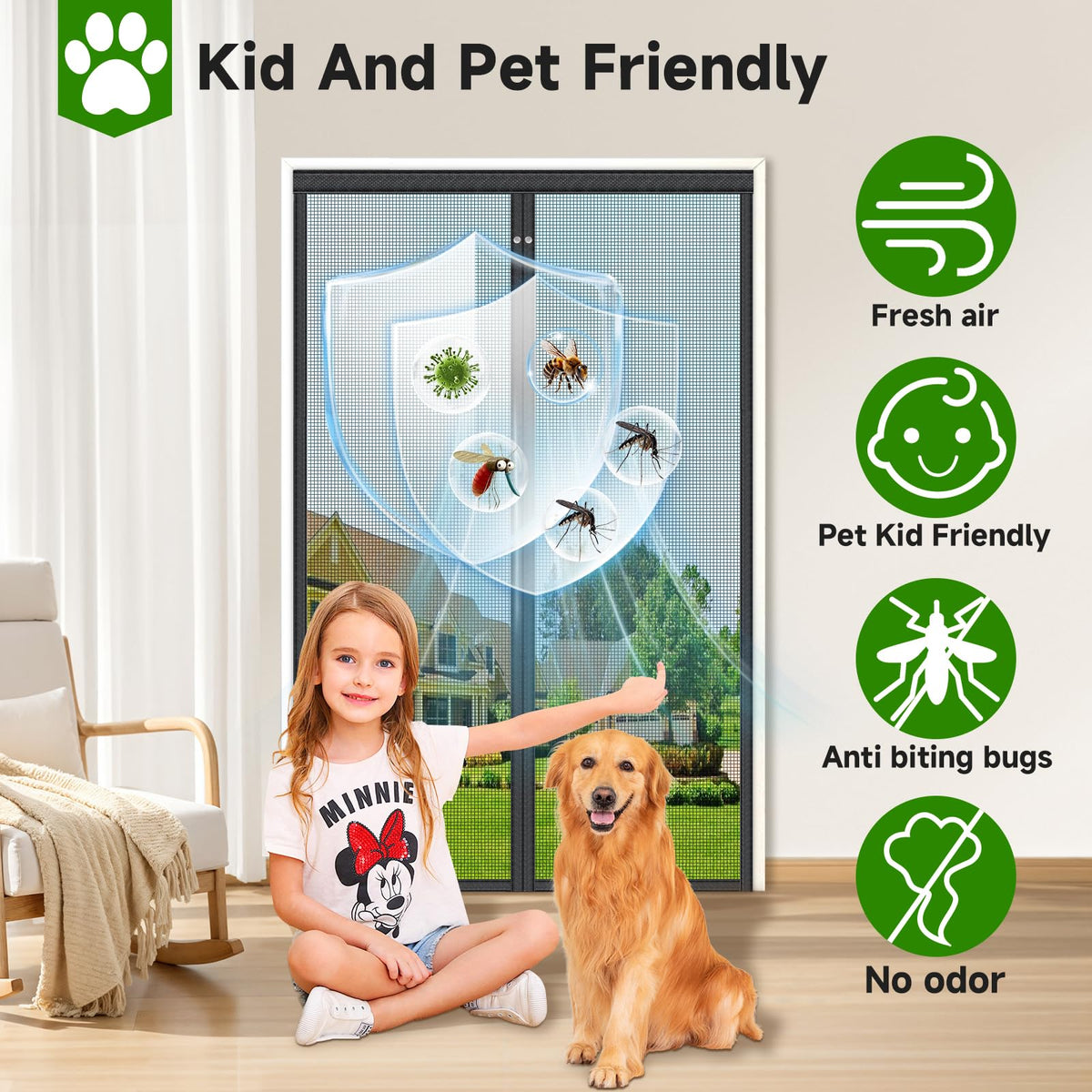 Magnetic Screen Door Fiberglass Mesh 32 x 80 Inch Black X98737