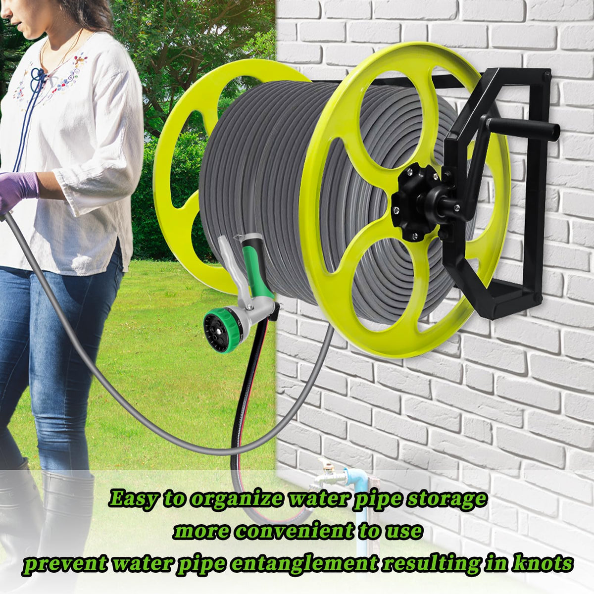 400FT Wall/Floor Mount Garden Hose Reel with Crank P34343