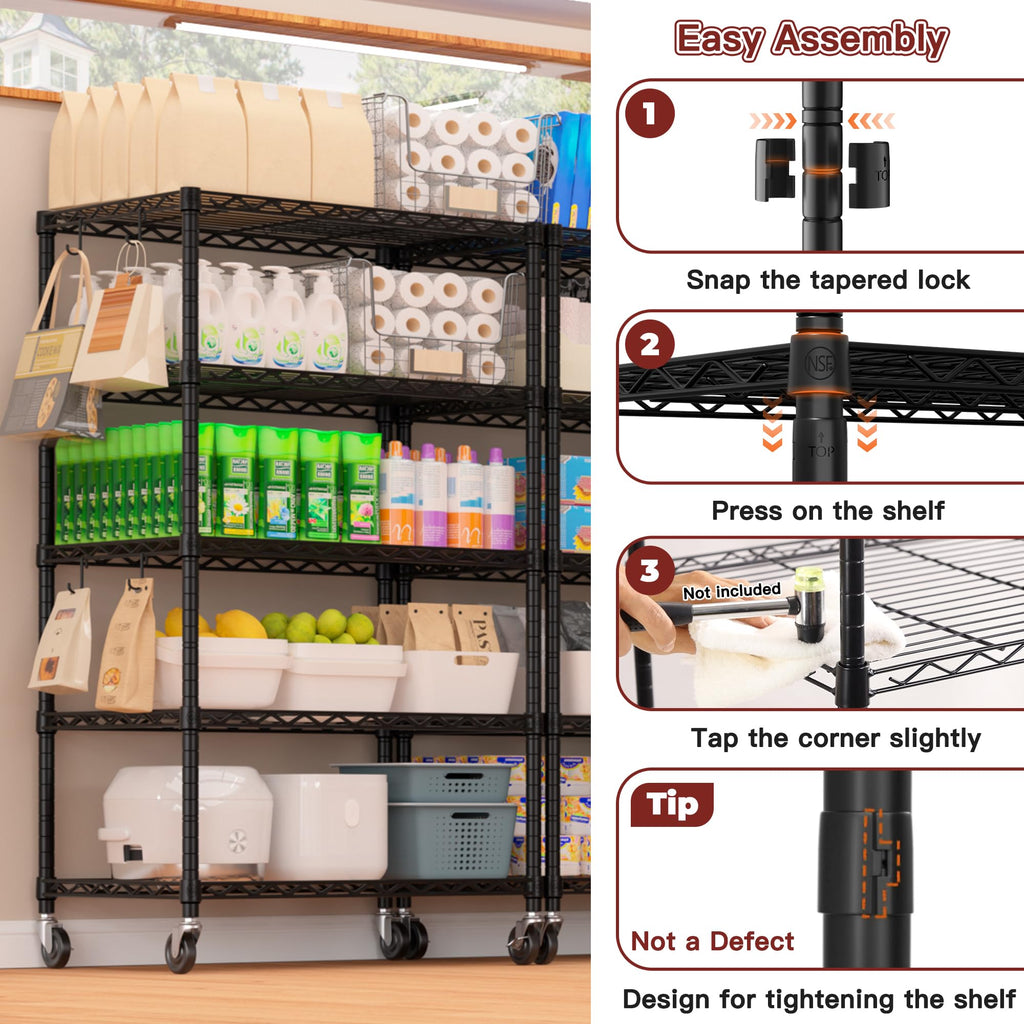 Wire Storage Rack with Wheels Metal Shelving Y905