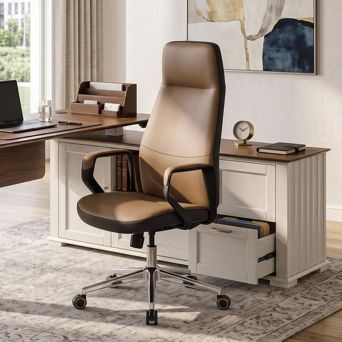 Brown Leather Executive Office Chair X536853