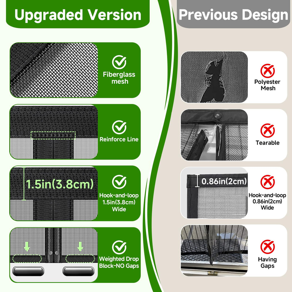 Magnetic Screen Door Fiberglass Mesh 32 x 80 Inch Black X98737