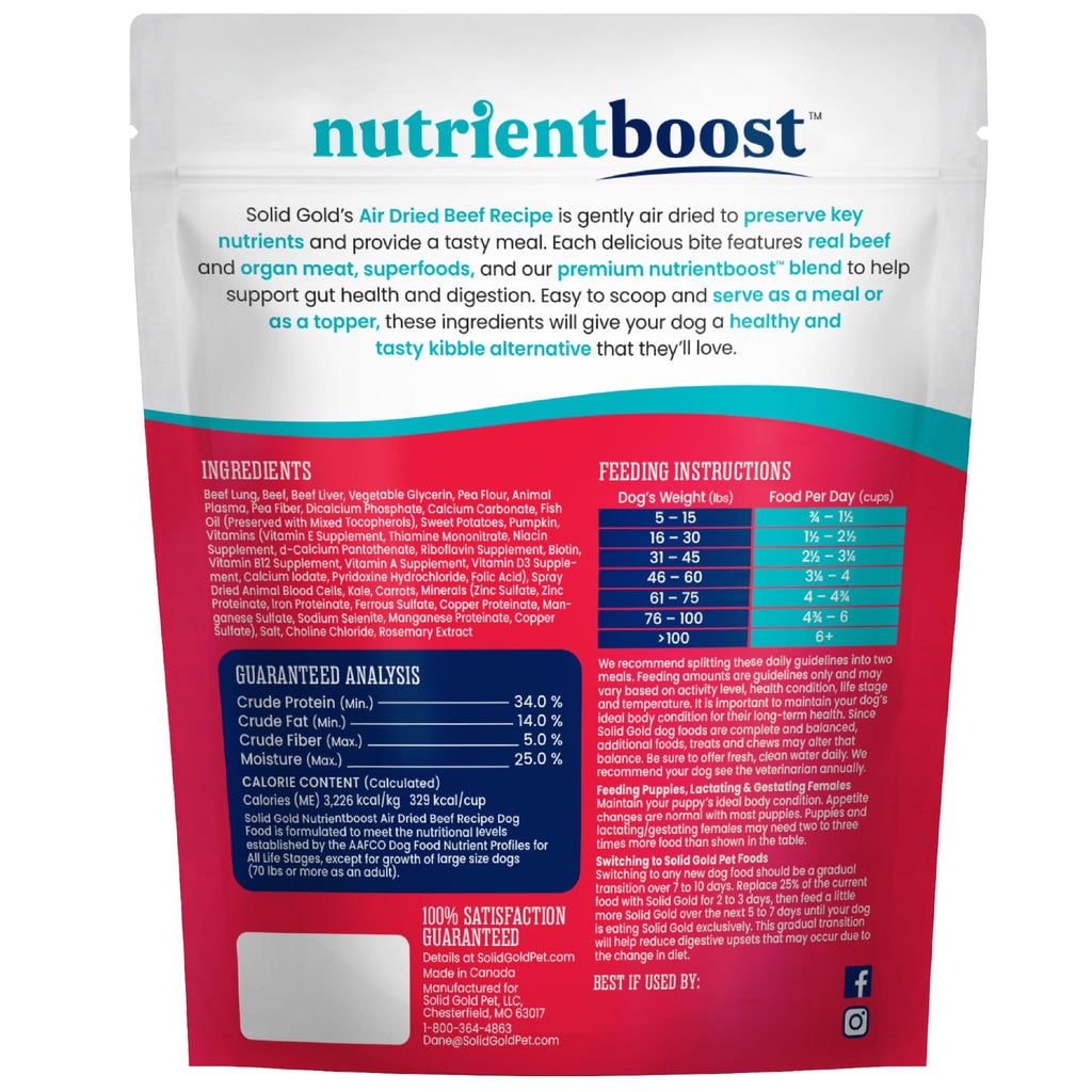 Air Dried Dog Food Topper & Treats Beef 1lb I4228
