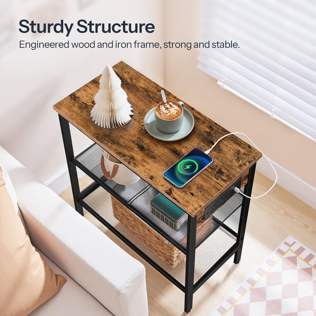 3-Tier Narrow End Table with Charging Station A84109