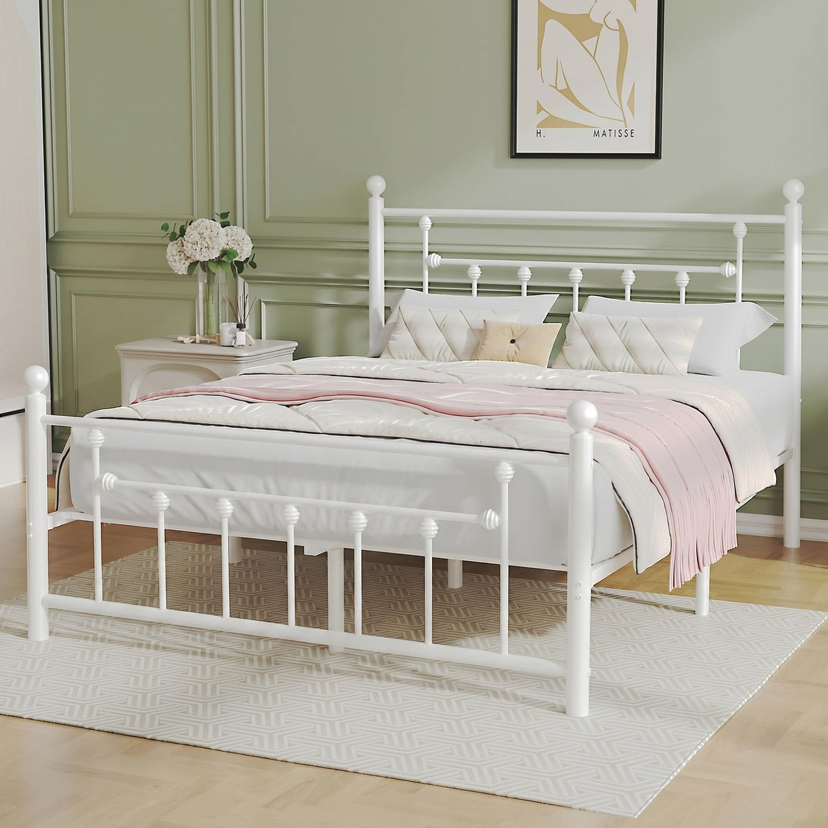 Full Size Metal Platform Bed Frame with Headboard and Footboard S32135