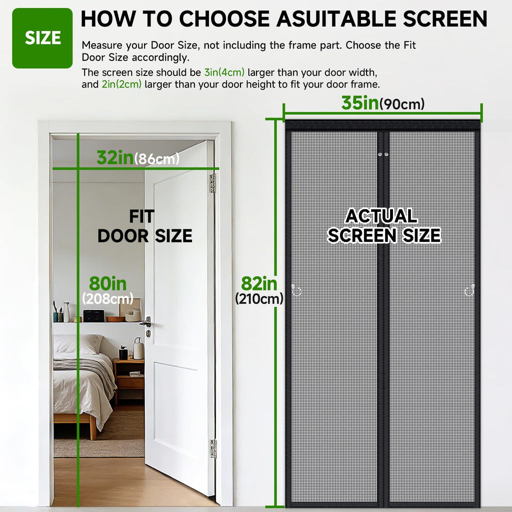 Magnetic Screen Door Fiberglass Mesh 32 x 80 Inch Black X98737