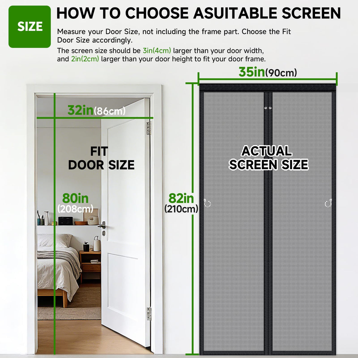 Magnetic Screen Door Fiberglass Mesh 32 x 80 Inch Black X98737